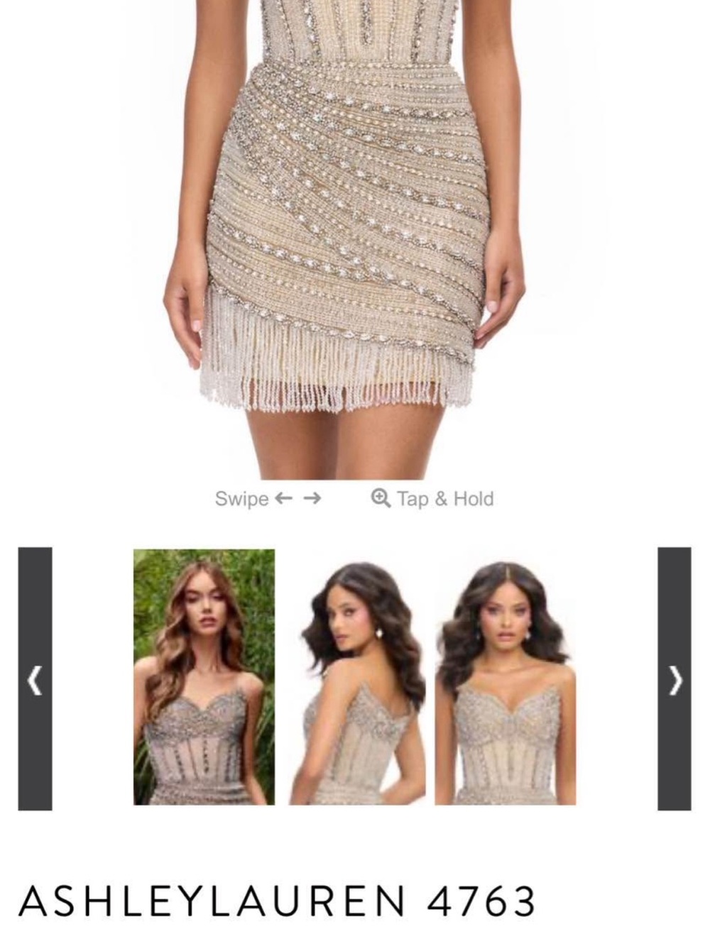 Ashley Lauren Embellished Silver Cocktail Dress size 8 - Picture 3 of 8